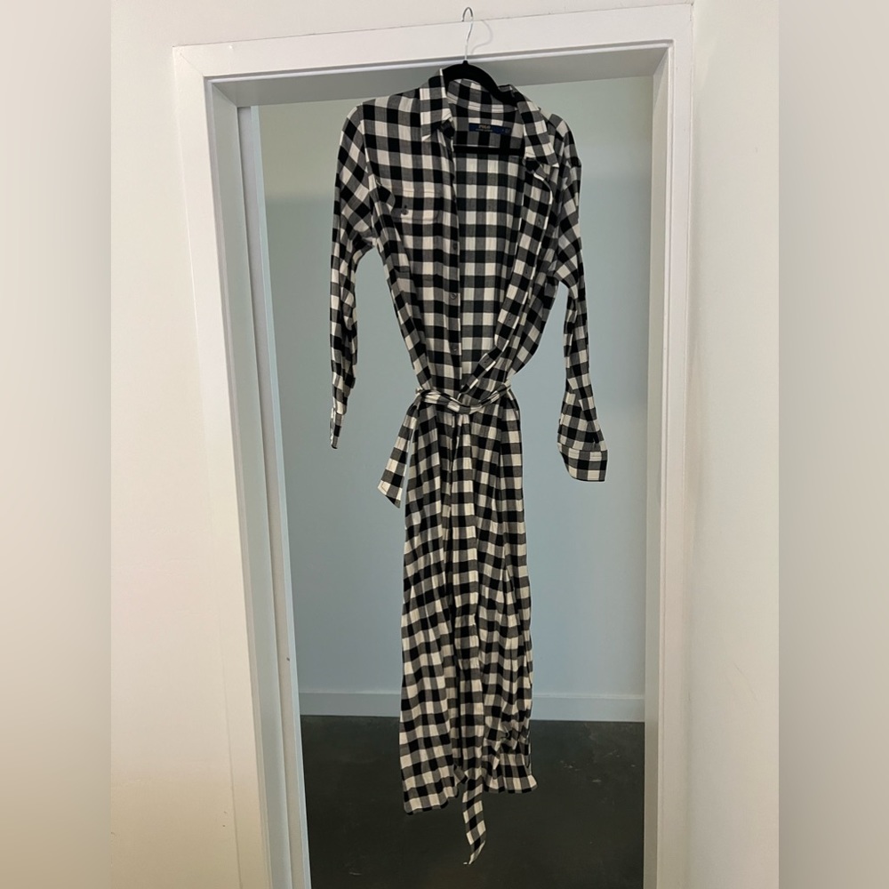 Polo Ralph Lauren gingham maxi belted dress long sleeve
